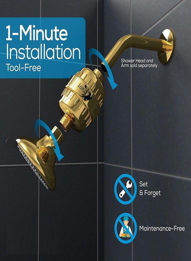 أيونيكس فلتر صنبور أيونيكس الذهبي متعدد الطبقات لتنعيم المياه | مُنعم مياه للحمام، فلتر صنبور للاستحمام للمياه العسرة (ذهبي، عبوة من قطعة واحدة) - Image 4